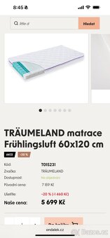 Matrace Traumeland Fruhlingsluft, 60x120 + 4xprostěradlo a c - 7