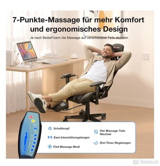 Herní kancelářská židle masážní ergonomická s opěradlem - 7