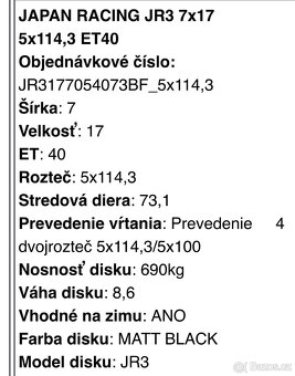 Japan racing jr3 5x114,3 / 5x100 7x17 et40 - 7