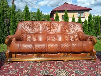 Kožená rustikální sedací souprava 3 - 2 - 1 .TOP STAV . - 7