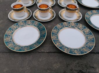 Predám zlato-tyrkysová porcelánová sada - 7