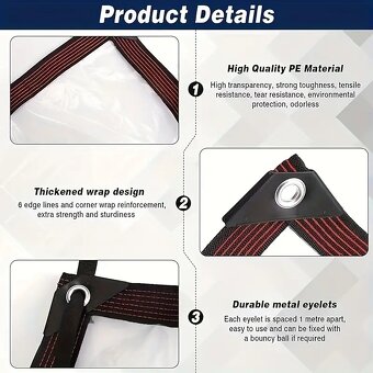 Plachty vodotěsné průhledné s očky na uchycení. - 7