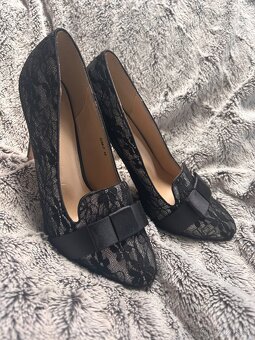 Luxusní krajkové černé lodičky vel 40 - 7