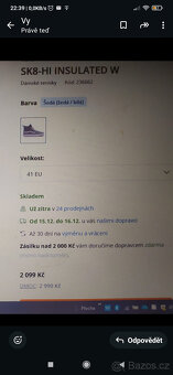 Boty Vans Sk8 - Hi  Suede grey - 7