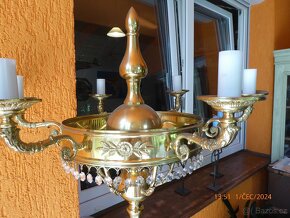 MASIVNÍ MOSAZNÁ STOJACÍ LAMPA + 3KS NÁSTĚNNÝCH - 7