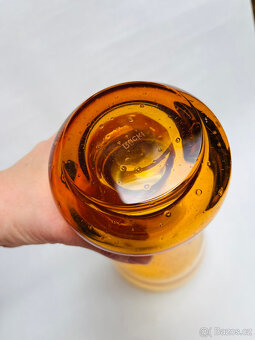 Ruckl Váza 24.5 cm, ambrové hutní sklo s bublinkami - 7
