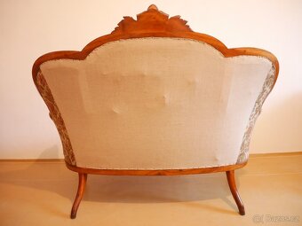 Starožitná sedací souprava s řezbou- sofa+2 křesla,1890-1920 - 7