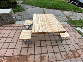 Nový skládací dřevěný kempingový stůl s lavicí - 7