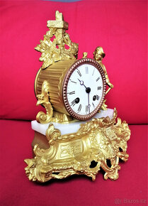Starožitné zlacené krbové figurální hodiny, Francie 1870 - 7