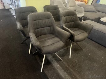 Nové 4x jídelní židle - křesílka tmavě šedé - 7