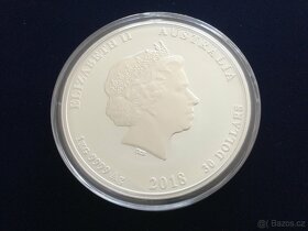 1 kg stříbrná barevná mince pes 2018 - originál - 7