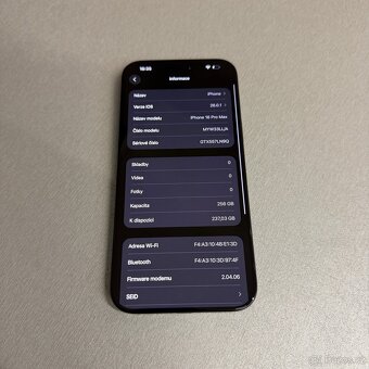 Nový iPhone 16 Pro Max 256GB černý, pouze 1x nabitý - 7