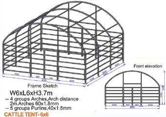 Přístřešek Pro Zvířata 6 X 6 X 3,7 M + Boční Sítě - 7