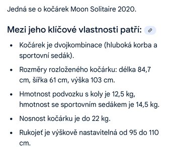 Prodám kočárek Moon Solitaire + příslušenství - 7