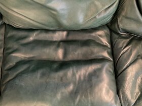 Tmavě zelená luxusní kožená sedací souprava NATUZZI, 3+1 - 7