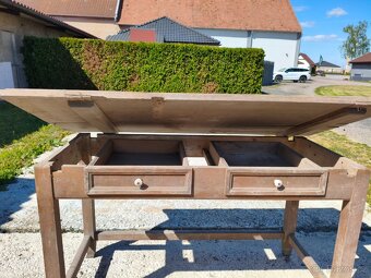 Starožitný velký  hospodský stůl se 2 šuplíky - 7