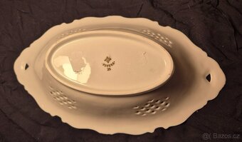 Porcelánová mísa,prořezávané vzory ,zlacené linie - 7