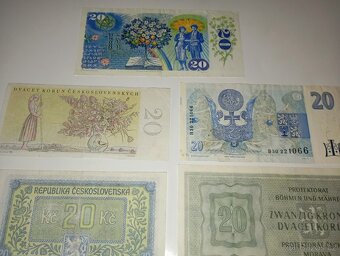 BANKOVKY 20 KČS, 5 RŮZNÝCH EMISÍ, VŠE NEPERFOROVANÉ - 7