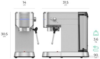 Pákový kávovar Siguro EM-K420SS Barista, záruka - 7