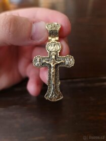 Zlatý přívěsek Ortodoxní křížek 585/14Karat - 7