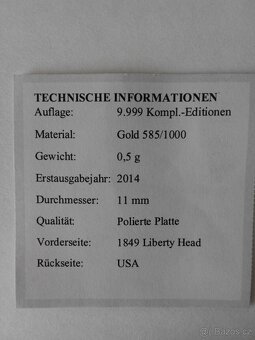 Zlatá mince 0,5 g, Au 585, více druhů - 7