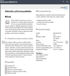 Elektrické dečka Silvercrest SWUB 85 C2 - 7
