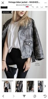 Fine Furs šedá kožená bunda, nová - 7