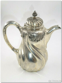 Nádherný kávový a čajový servis, stříbro 800, půlměsíc a kor - 7