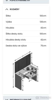 8Toaletní/kosmetický stolek bílý lesk s LED osvětlením - 7