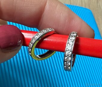 Stříbrné (Ag) rhodiované náušnice kroužky, zikonky, sleva. - 7