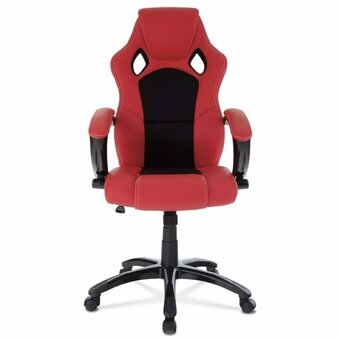 Herní křeslo, kancelářská židle, červená ekokůže, KA-Y157 - 7