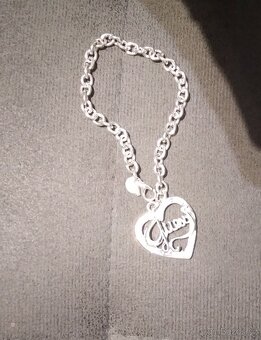 Nový náramek guess srdce srdíčko bižuterie 21 cm postribrene - 7