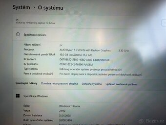 Herní notebook HP Victus 15,RTX 2050, Ryzen 5 - 7