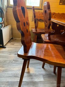 Rustikální rohová lavice, stůl a 4 židle - 7