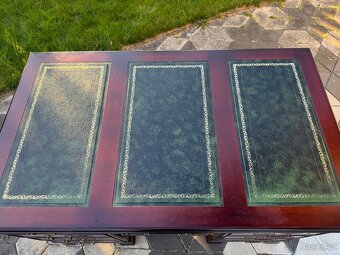 Psací stůl mahagon zelená kůže - 7