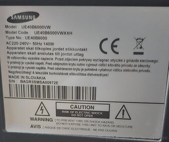 Prodám LED televizi Samsung UE40B6000VW – 40" Full HD - 7