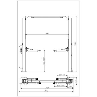 Dvousloupový zvedák 4t s horním propojením – elektrické odji - 7