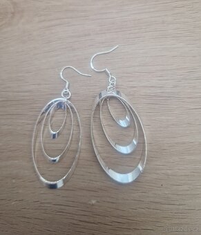 Nové dámské stříbrné náušnice kruhové 925 oválné 3v1 visací - 7