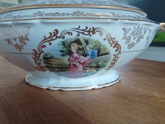 STAROŽITNÁ PORCELÁNOVÁ TERINA A TALÍŘ LIMOGES FRANCIE - 7