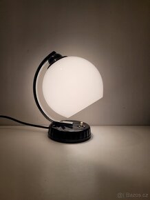 Art Deco lampička, lampa, bílé stínidlo - 7