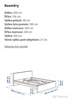 Postel: IKEA MALM 140x200, světle šedá - 7