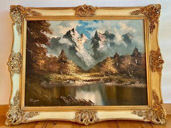 Starý obraz, olejomalba Kaisergebirge originál Reger - 7