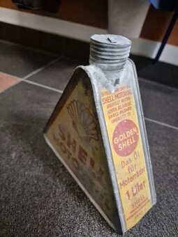 Originál starožitná  plechovka chovka na  olej Shell 1930 - 7