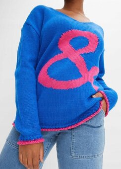 Růžový a modrý svetr bon Prix - 7