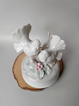 Nádherná vintage porcelánová hudební figurka pár ptáčků - 7