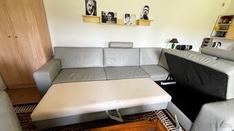 Sedačka kožená světle šedá - 7