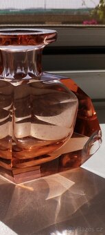 Staré sklo- rosalinové, medové broušené - 7