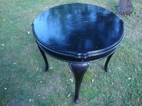 Starožitný dřevěný Gerstl kulatý stůl stolek 74x68 cm masiv - 7