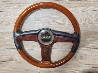 Velmi vzácný volant BBS, kůže, dřevo, W123, W124, W201, E28 - 7