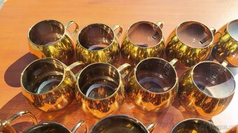 Zlaté skleněné tenkostěnné hrníčky s podšálky - 7